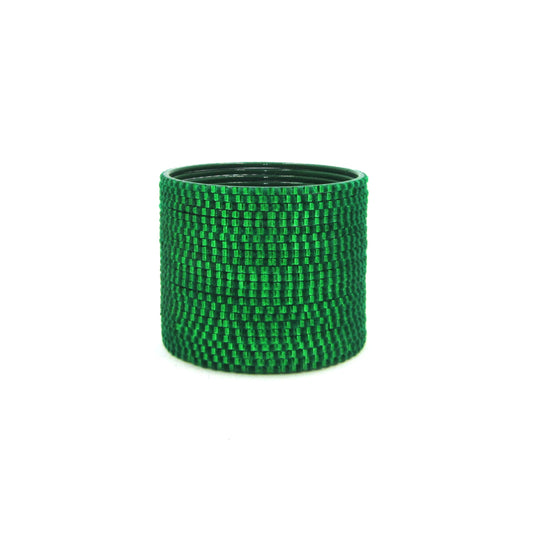 Glam Green Metal 24 Bangles by ENAVA featuring an elegant velvet and glossy finish. Premium Plain Designer Metal Bangles for women, ideal for weddings, festive occasions, parties, and everyday styling.