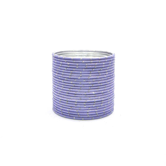 Glitter Light Purple Metal 24 Bangles by ENAVA – Light Purple Plain Designer Aluminum Bangles Set with Glitter Detailing and Smooth Finish, Elegant Traditional and Festive Bangles for Women, 24 Bangles Pack