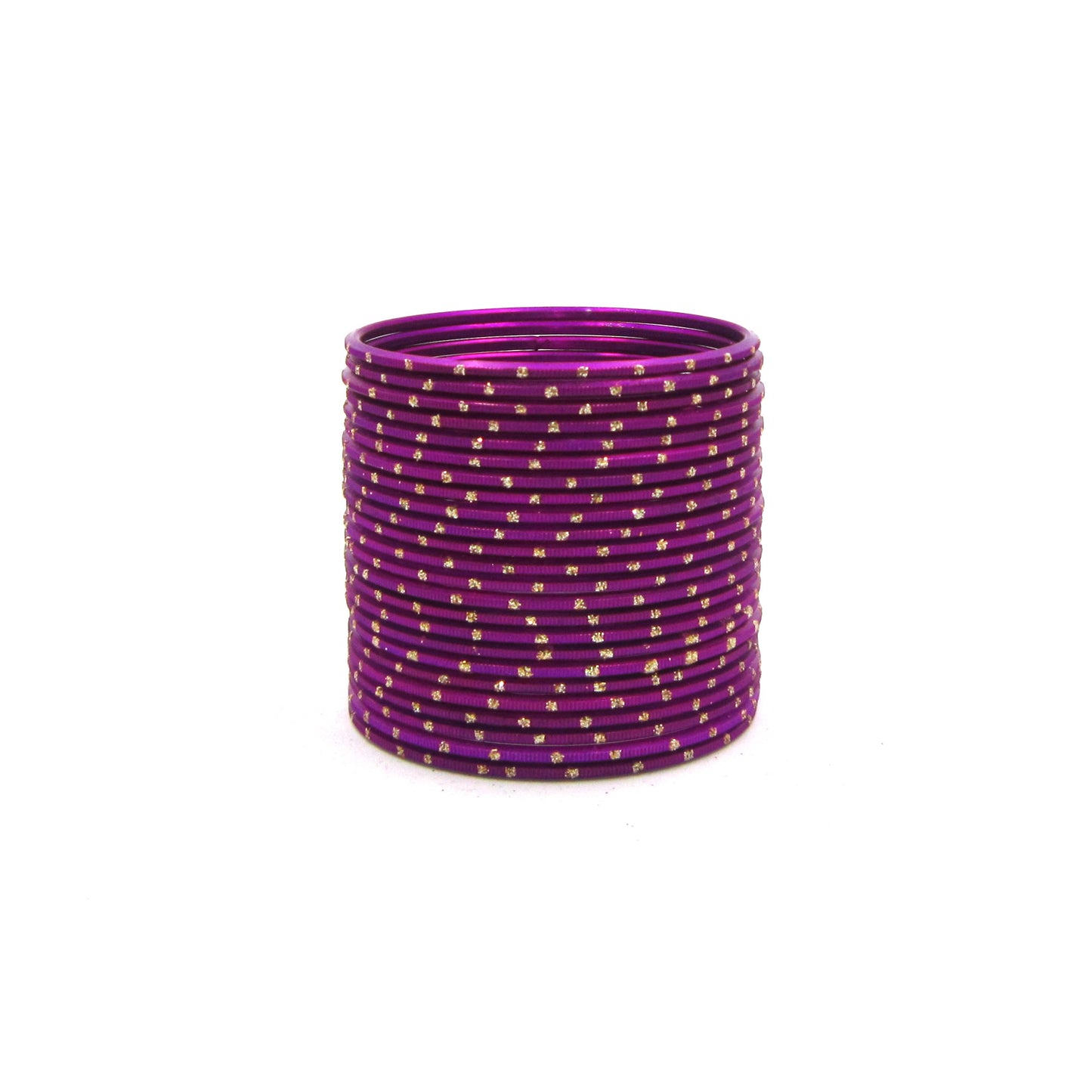 Glitter Magenta Metal 24 Bangles by ENAVA – Magenta Plain Designer Aluminum Bangles Set with Glitter Detailing and Smooth Finish, Traditional Festive Bangles for Women, 24 Bangles Pack