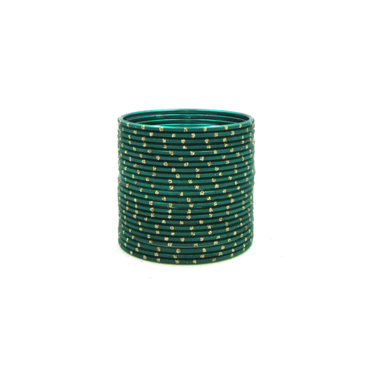 Glitter Radium Metal 24 Bangles by ENAVA – Radium Plain Designer Aluminum Bangles Set with Glitter Detailing and Smooth Finish, Traditional Festive Bangles for Women, 24 Bangles Pack