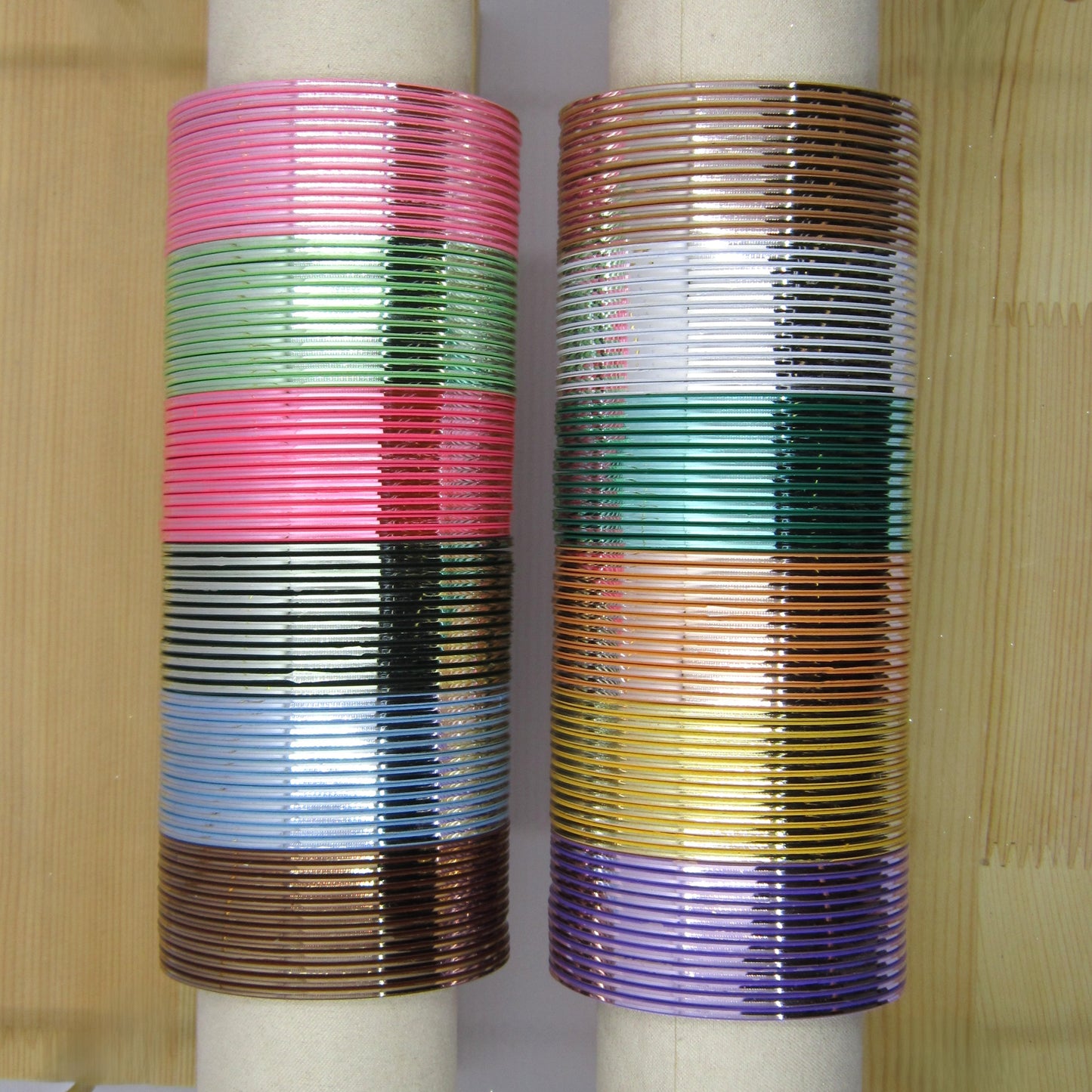 Glossy Light Color Plus Size Metal Bangles Combo – 12 Colors (1 Dozen Each)