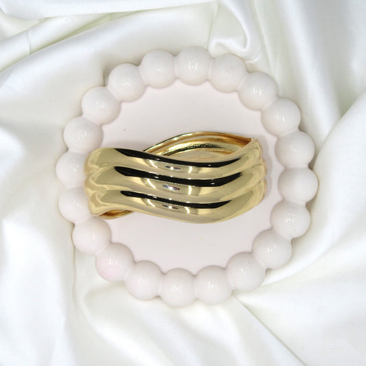 Golden Ripple Openable Anti Tarnish Bracelet by Enava
