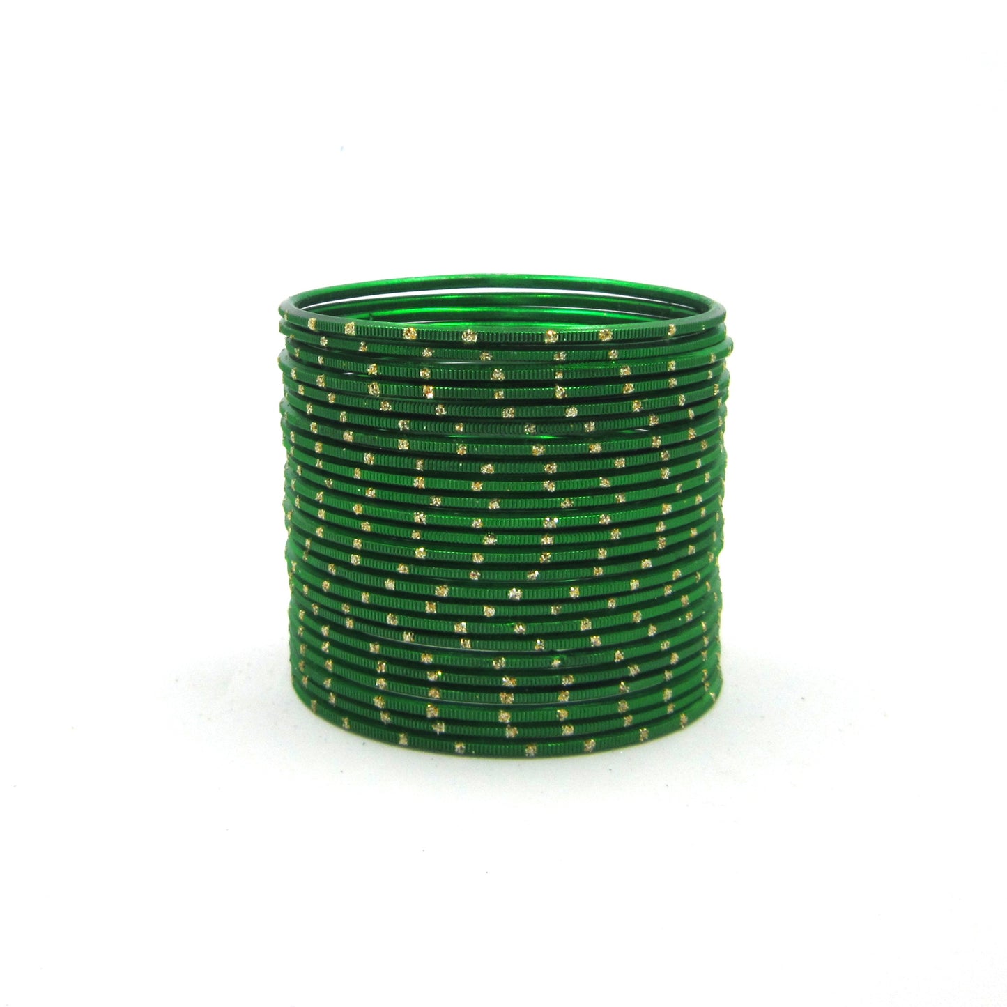 Glitter Green Metal 24 Bangles by Enava