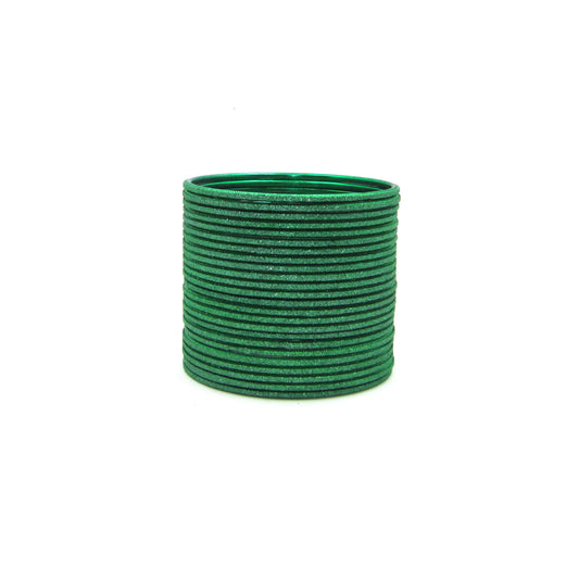 Shiny Green Metal 24 Bangles by Enava