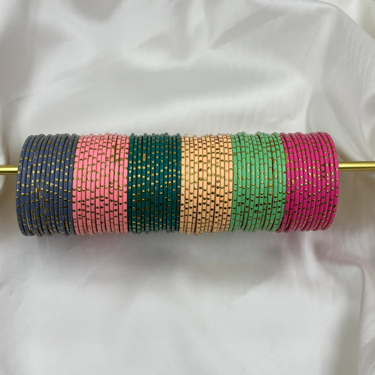 Kids 12 Multicolor Golden Dotted Bangles Combo Set by Enava