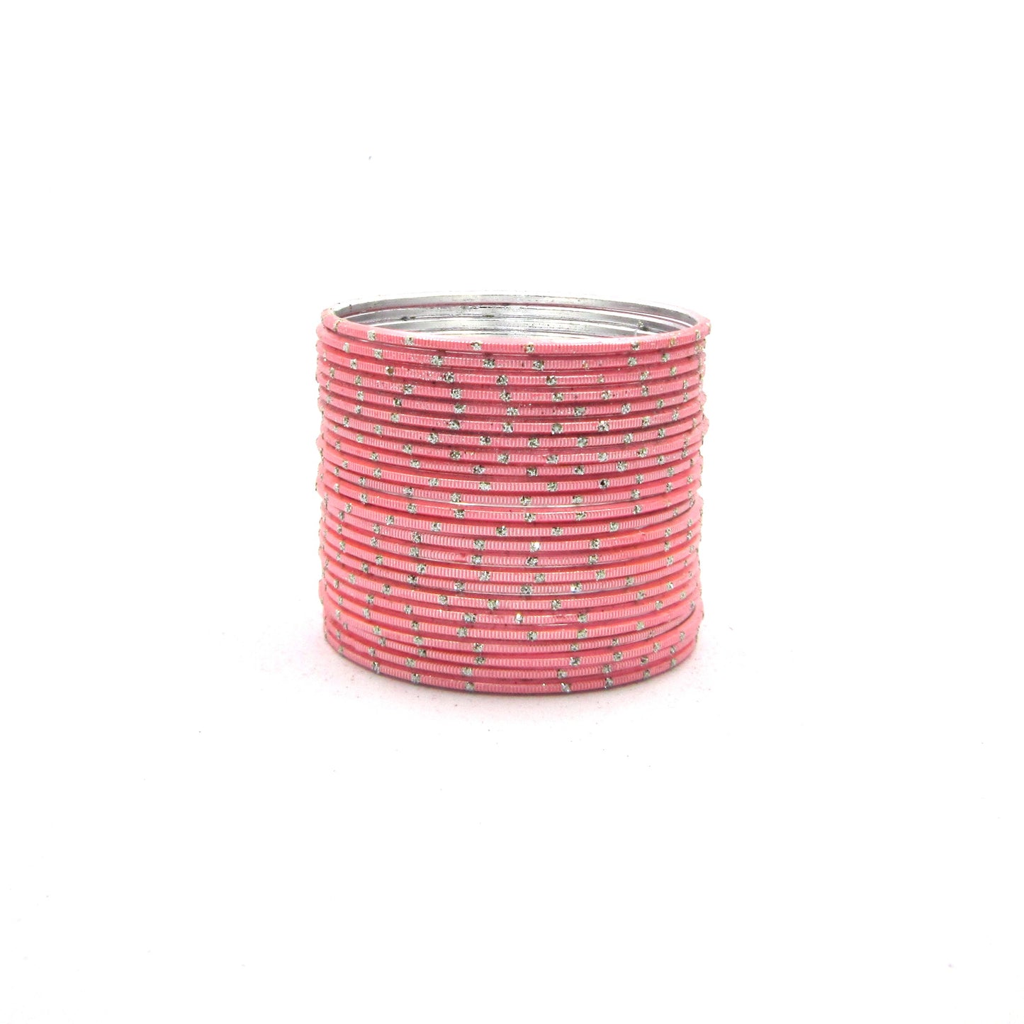 Glitter Light Peach Metal 24 Bangles by Enava