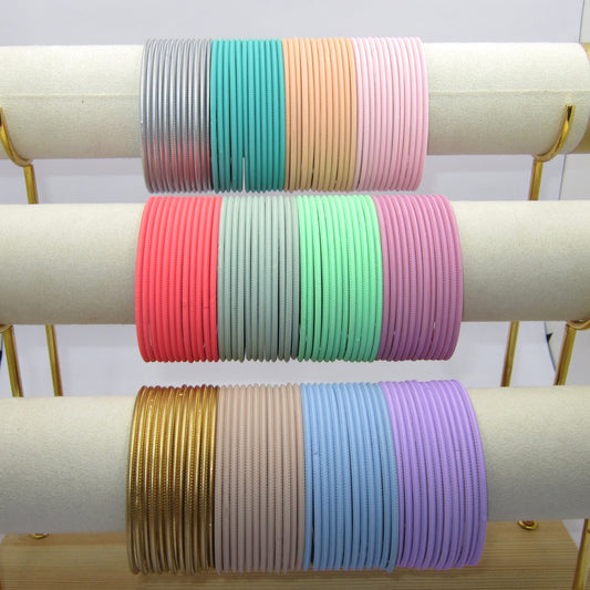 Matte Light Color Metal Bangles Combo – 12 Colors (1 Dozen Each) by Enava