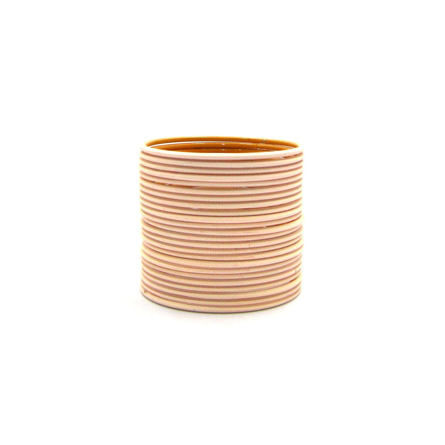 Matte Light Peach Cream Metal 24 Bangles by Enava