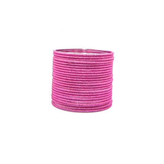 Shiny Pink Metal 24 Bangles by Enava