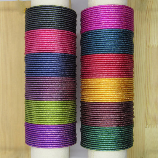 Shiny Dark Color Plus Size Metal Bangles Combo – 12 Colors (1 Dozen Each)