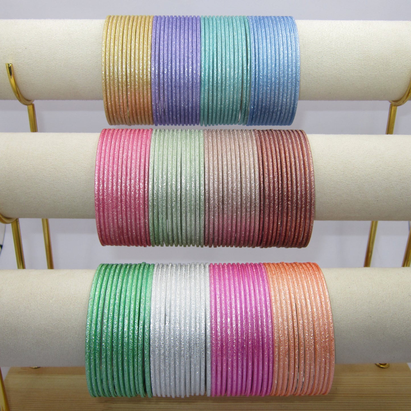 Shiny Light Color Plus Size Metal Bangles Combo – 12 Colors (1 Dozen Each) by Enava