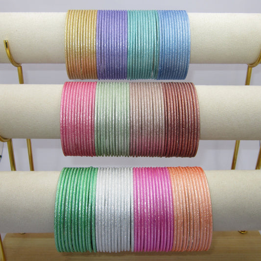 Shiny Light Color Plus Size Metal Bangles Combo – 12 Colors (1 Dozen Each) by Enava