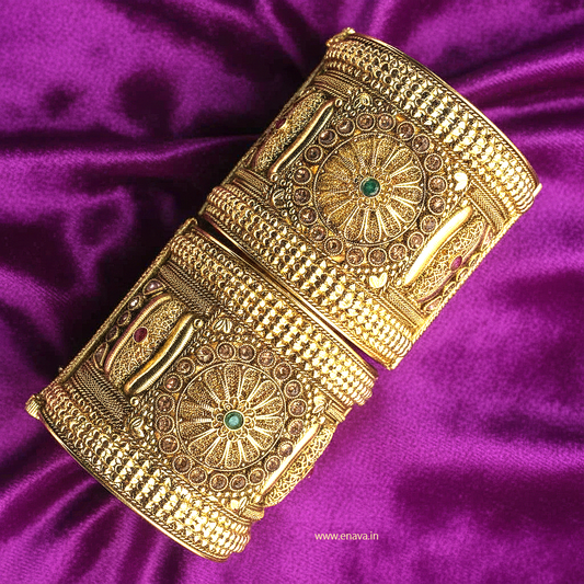 Rajwadi Heritage Broad Kada Bangles by Enava