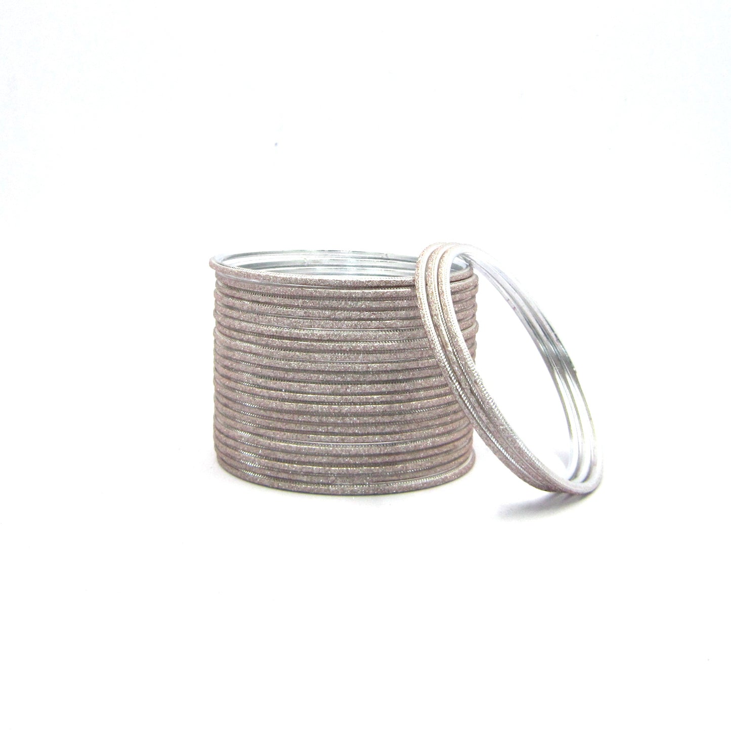 Shiny Light Grey Silver Metal 24 Bangles by Enava