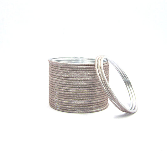 Shiny Light Grey Silver Metal 24 Bangles by Enava