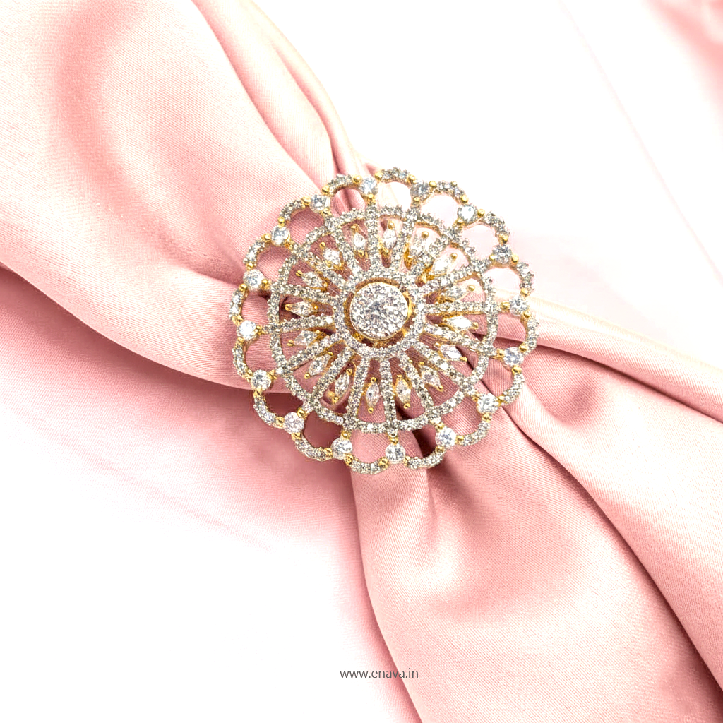 AD CZ Adjustable Finger Ring Stone 2 tone Plating by Enava Ring Enava Jewels.