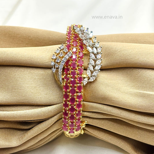 AD CZ Openable Ruby Bracelet with Gold Plating by Enava