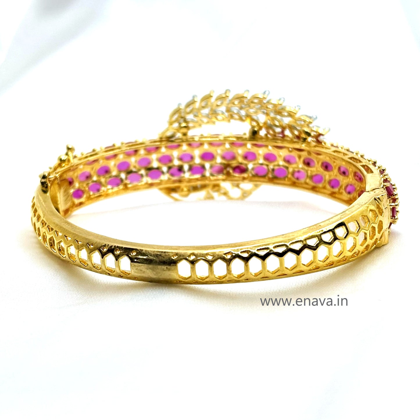 AD CZ Openable Ruby Bracelet with Gold Plating by Enava