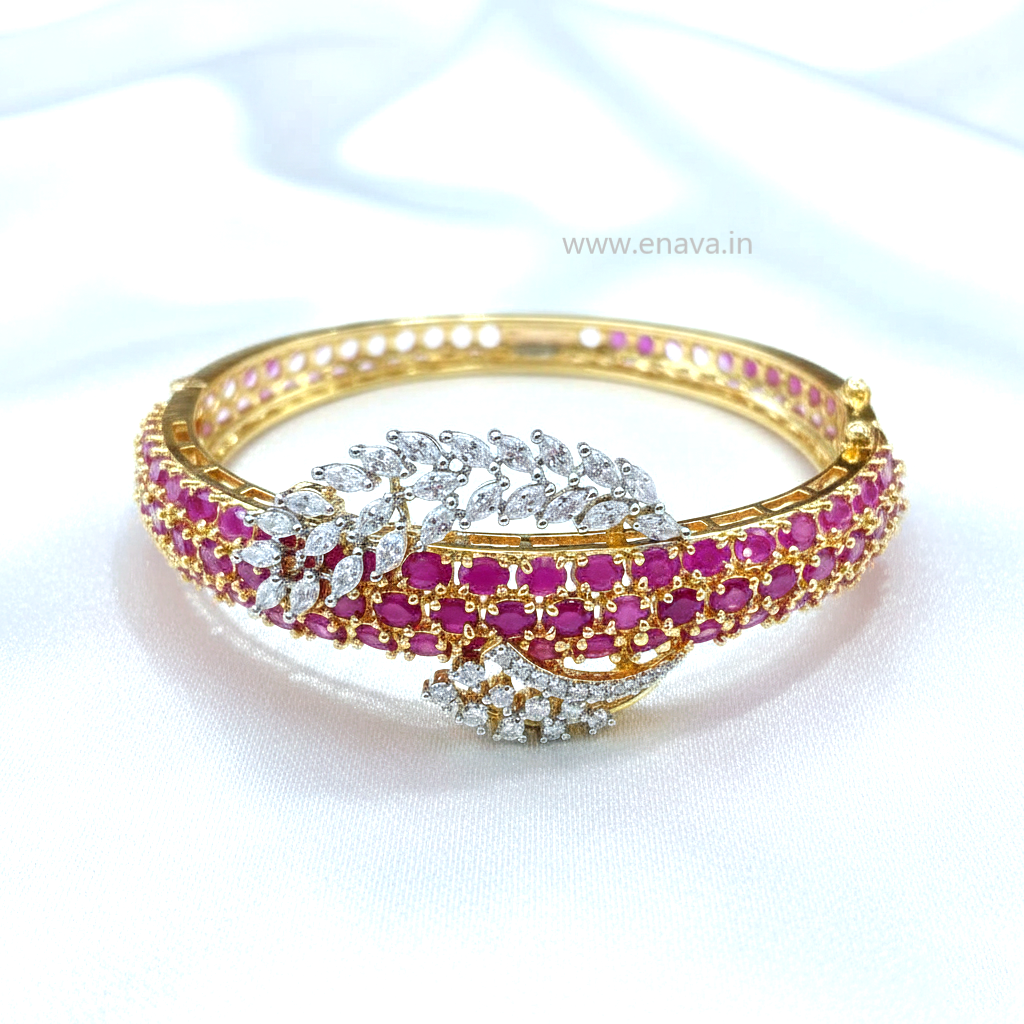 AD CZ Openable Ruby Bracelet with Gold Plating by Enava