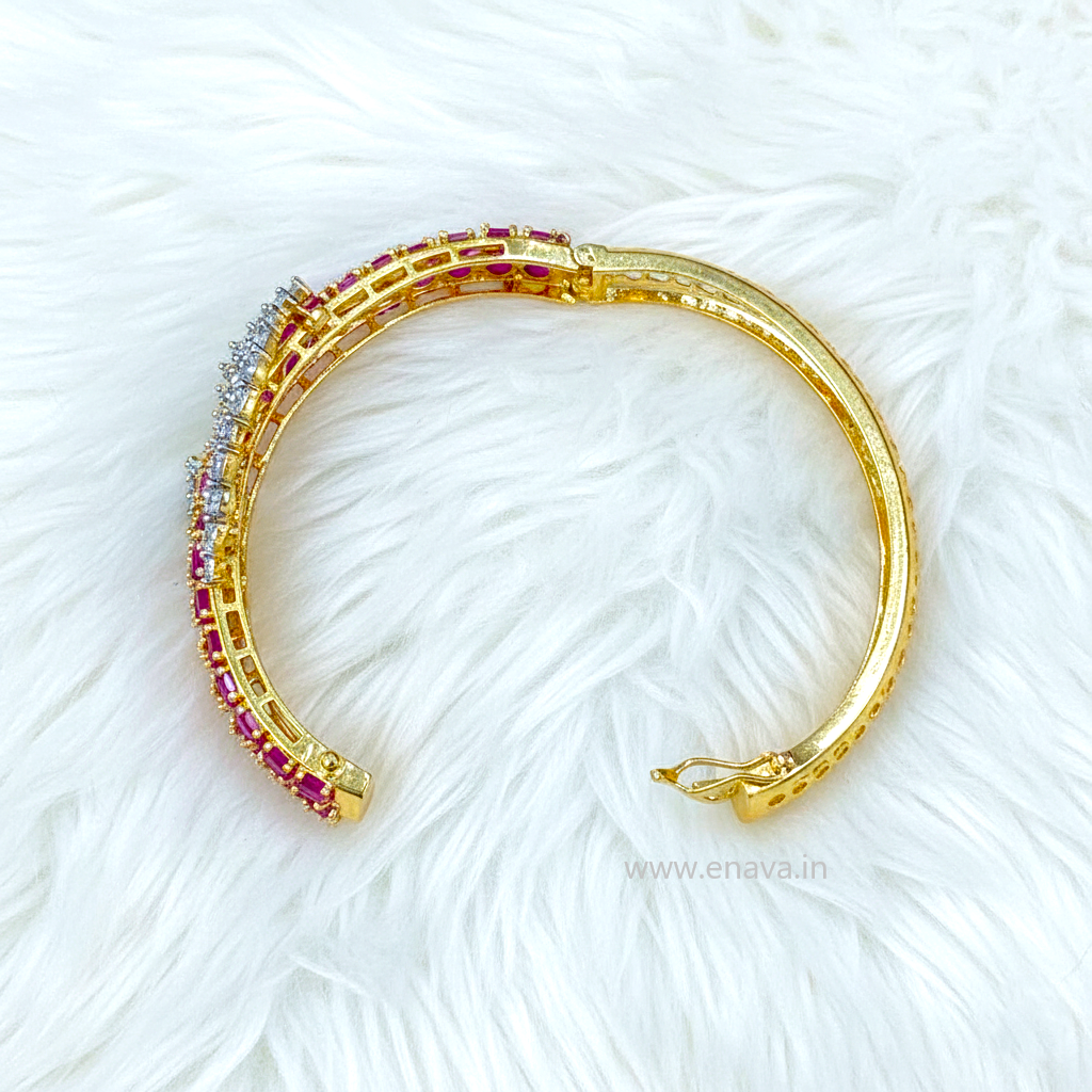 AD CZ Openable Ruby Bracelet with Gold Plating by Enava