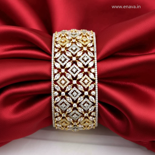 AD CZ Openable Stone Kada with golden Plating ADBT21008 By Enava Bracelet Enava Jewels.