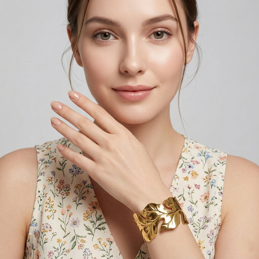 Aurelia Leaf Gold Plated Anti Tarnish Bracelet by Enava