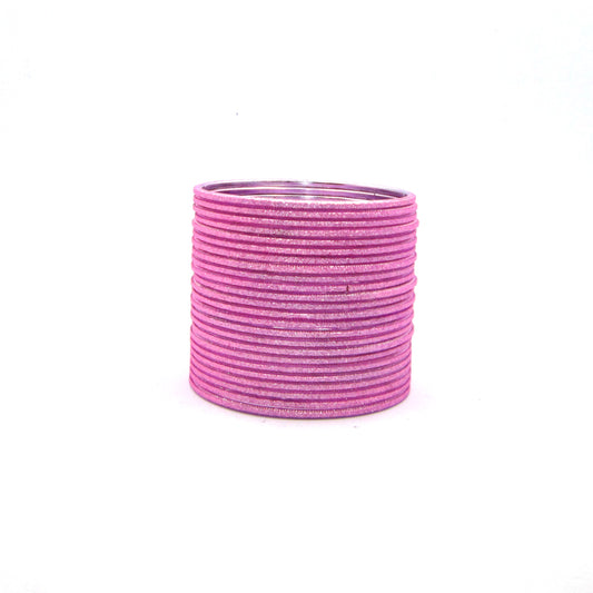 Shiny Baby Pink Metal 24 Bangles by Enava