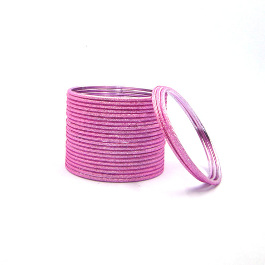 Shiny Baby Pink Metal 24 Bangles by Enava