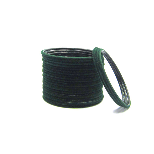 Velvet Dark Green Metal 24 Bangles by Enava