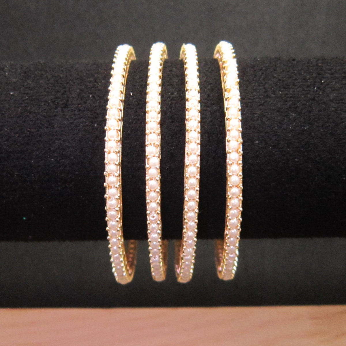 ENAVA Designer Pearl Golden Filler Bangles for women – elegant golden pearl side and stacking bangles