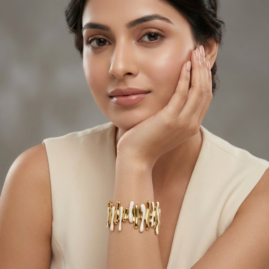 Drip Gold & Marble Finish Enamel Anti Tarnish Bracelet by Enava