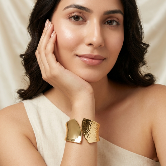 Duo Reflection Gold Plated Openable Anti Tarnish Bracelet by Enava