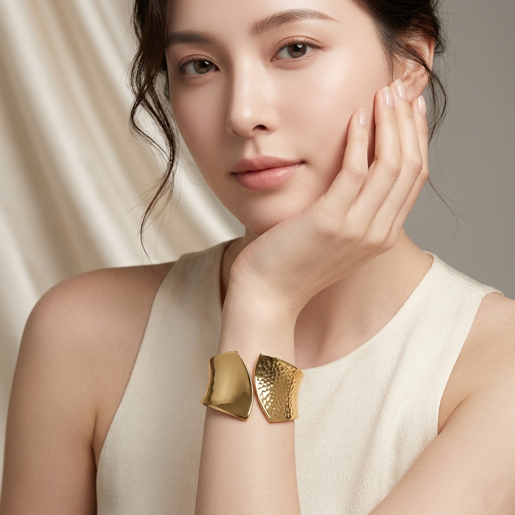 Duo Reflection Gold Plated Openable Anti Tarnish Bracelet by Enava