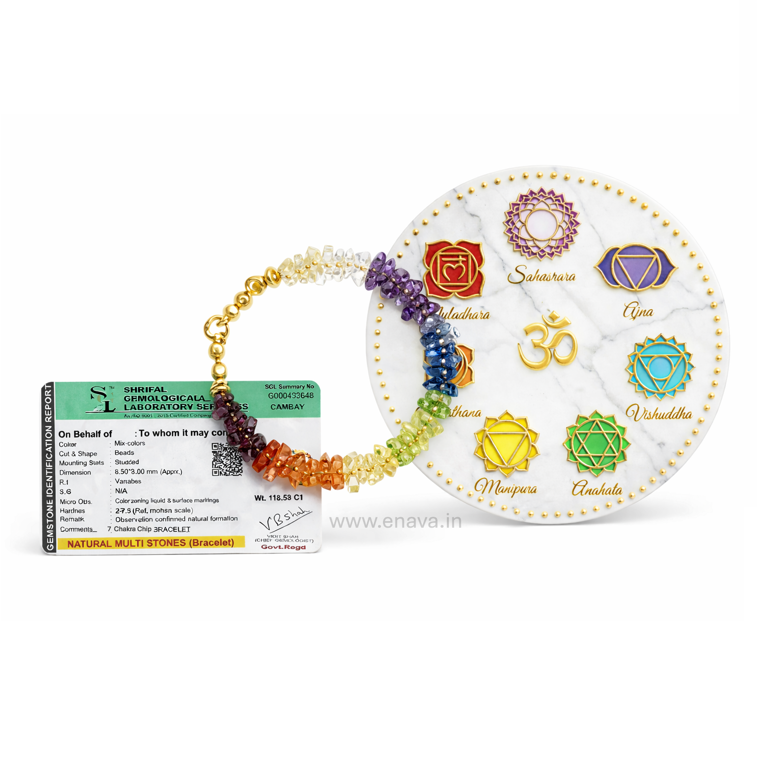7 Chakra Chips Bracelet | Healing Crystal Chips for Reiki, Meditation, and Anxiety Relief | Amethyst, Lapis Lazuli, Sodalite, Green Aventurine, Tiger Eye, Carnelian, and Red Jasper by Enava Gems Bracelet Enava Jewels.