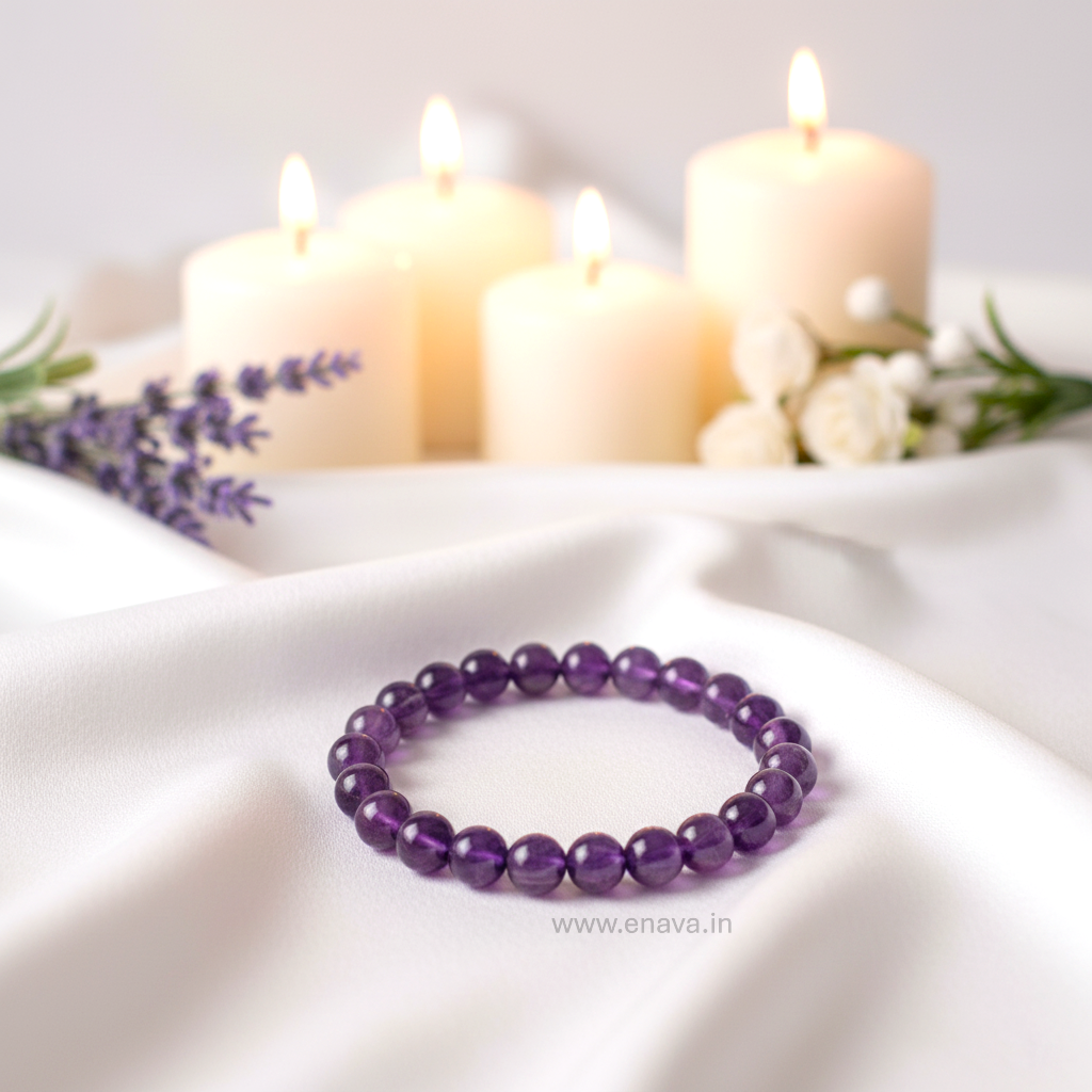 Amethyst Healing Crystal for Calmness & Spiritual Growth | Meditation & Energy Gemstone Bracelet by Enava Gems Bracelet Enava Jewels.