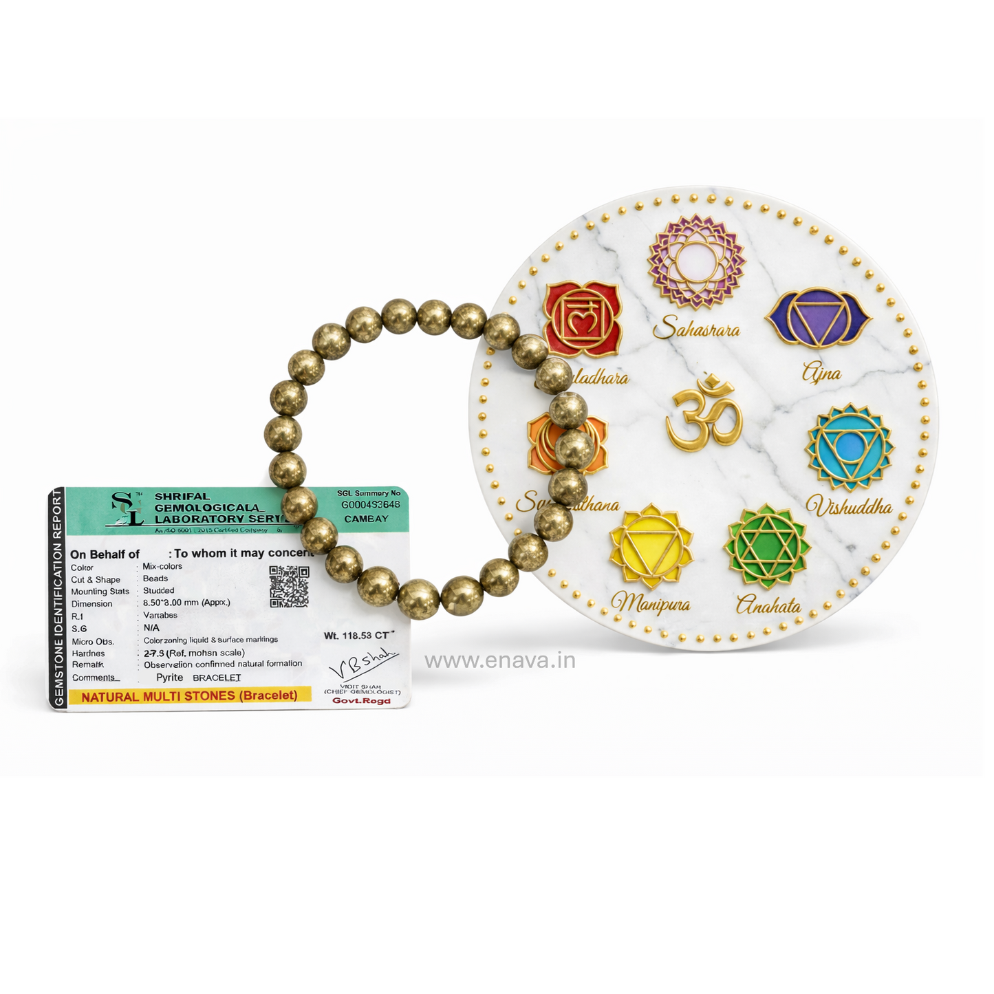 Raw Pyrite Certified Bracelet | Attracts Money and Boost Confidence, Prosperity, Success by Enava Gems Bracelet Enava Jewels.