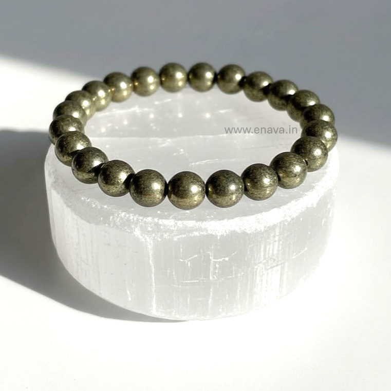 Raw Pyrite Certified Bracelet | Attracts Money and Boost Confidence, Prosperity, Success by Enava Gems Bracelet Enava Jewels.
