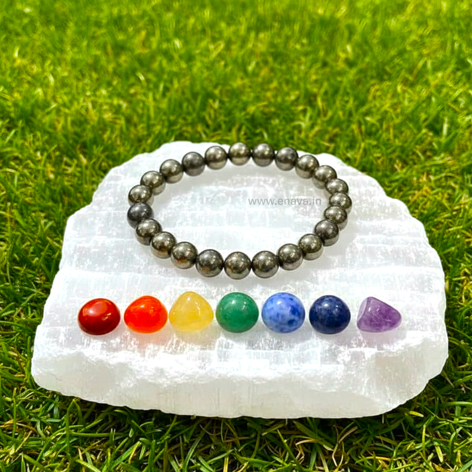 Raw Pyrite Certified Bracelet | Attracts Money and Boost Confidence, Prosperity, Success by Enava Gems Bracelet Enava Jewels.