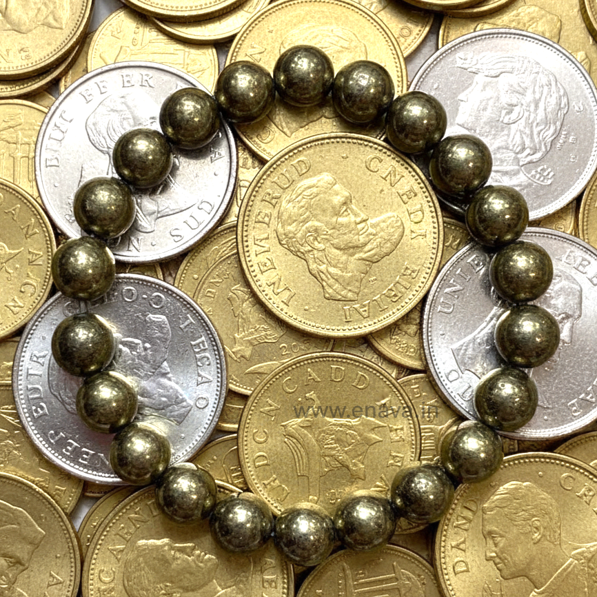 Raw Pyrite Certified Bracelet | Attracts Money and Boost Confidence, Prosperity, Success by Enava Gems Bracelet Enava Jewels.
