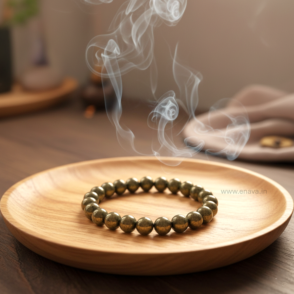 Raw Pyrite Certified Bracelet | Attracts Money and Boost Confidence, Prosperity, Success by Enava Gems Bracelet Enava Jewels.