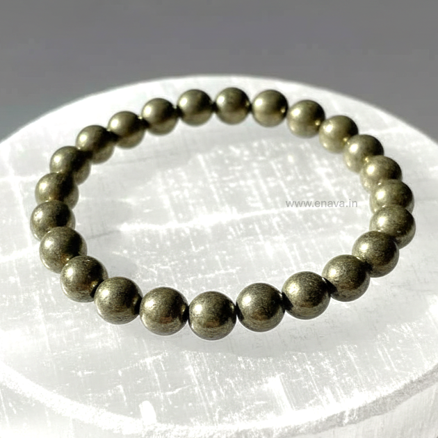 Raw Pyrite Certified Bracelet | Attracts Money and Boost Confidence, Prosperity, Success by Enava Gems Bracelet Enava Jewels.