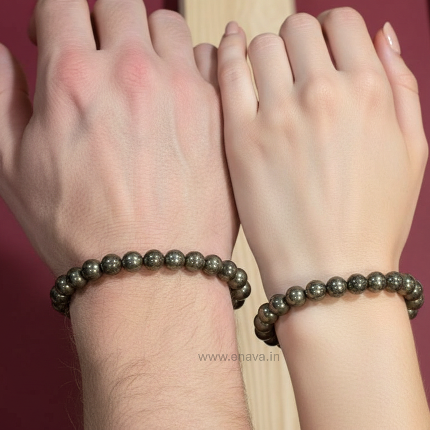 Raw Pyrite Certified Bracelet | Attracts Money and Boost Confidence, Prosperity, Success by Enava Gems Bracelet Enava Jewels.