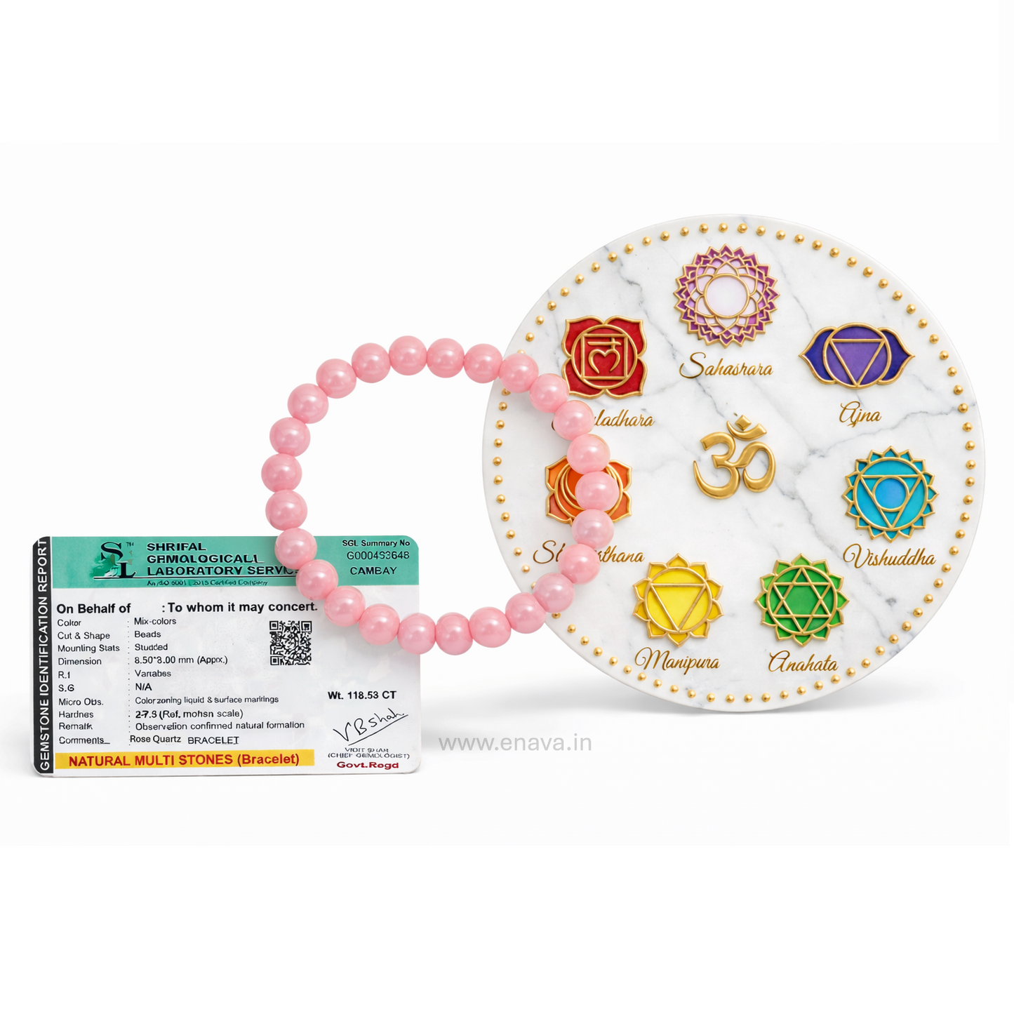 Love Energy Rose Quartz Beads Bracelet for Compassion, Self Love & Emotional Balance by Enava Gems Bracelet Enava Jewels.