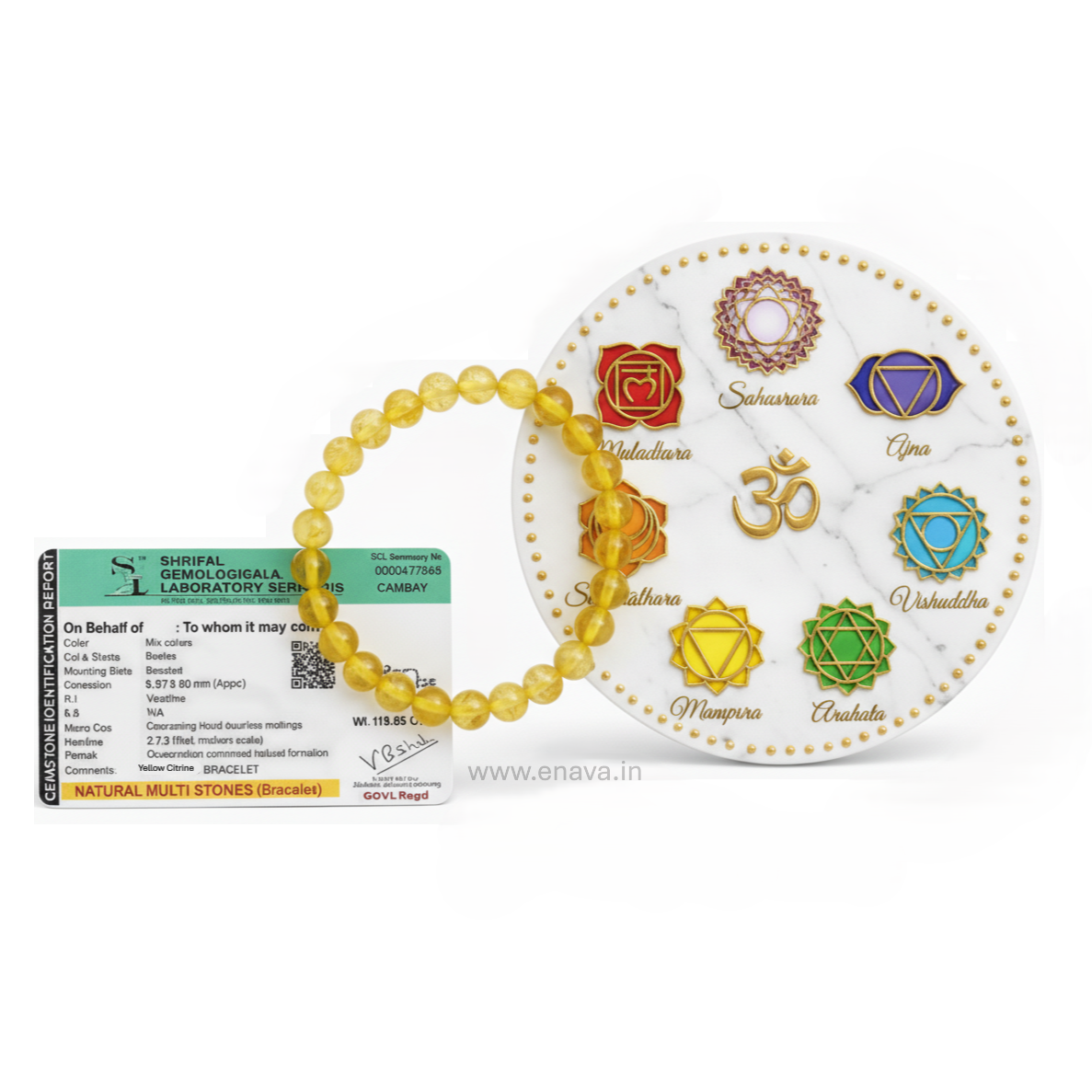 Yellow Citrine Certified Bracelet | Money Magnet & Wealth Attraction, Prosperity, Success, Protection, Luck, Stress Relief & Emotional Balance by Enava Gems Bracelet Enava Jewels.