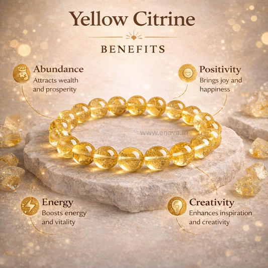 Yellow Citrine Certified Bracelet | Money Magnet & Wealth Attraction, Prosperity, Success, Protection, Luck, Stress Relief & Emotional Balance by Enava Gems Bracelet Enava Jewels.