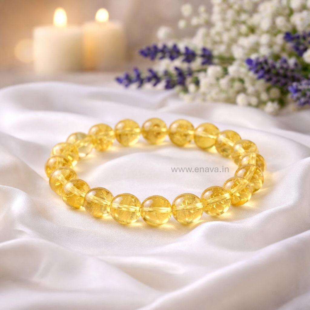 Yellow Citrine Certified Bracelet | Money Magnet & Wealth Attraction, Prosperity, Success, Protection, Luck, Stress Relief & Emotional Balance by Enava Gems Bracelet Enava Jewels.