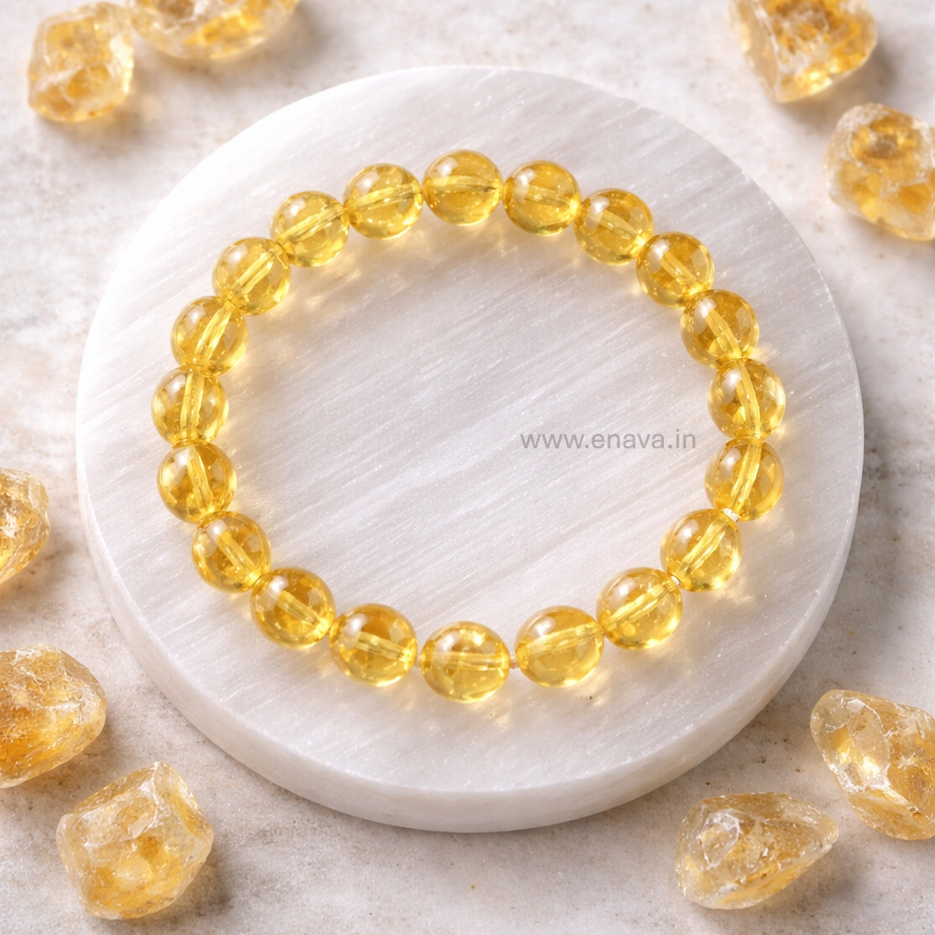 Yellow Citrine Certified Bracelet | Money Magnet & Wealth Attraction, Prosperity, Success, Protection, Luck, Stress Relief & Emotional Balance by Enava Gems Bracelet Enava Jewels.