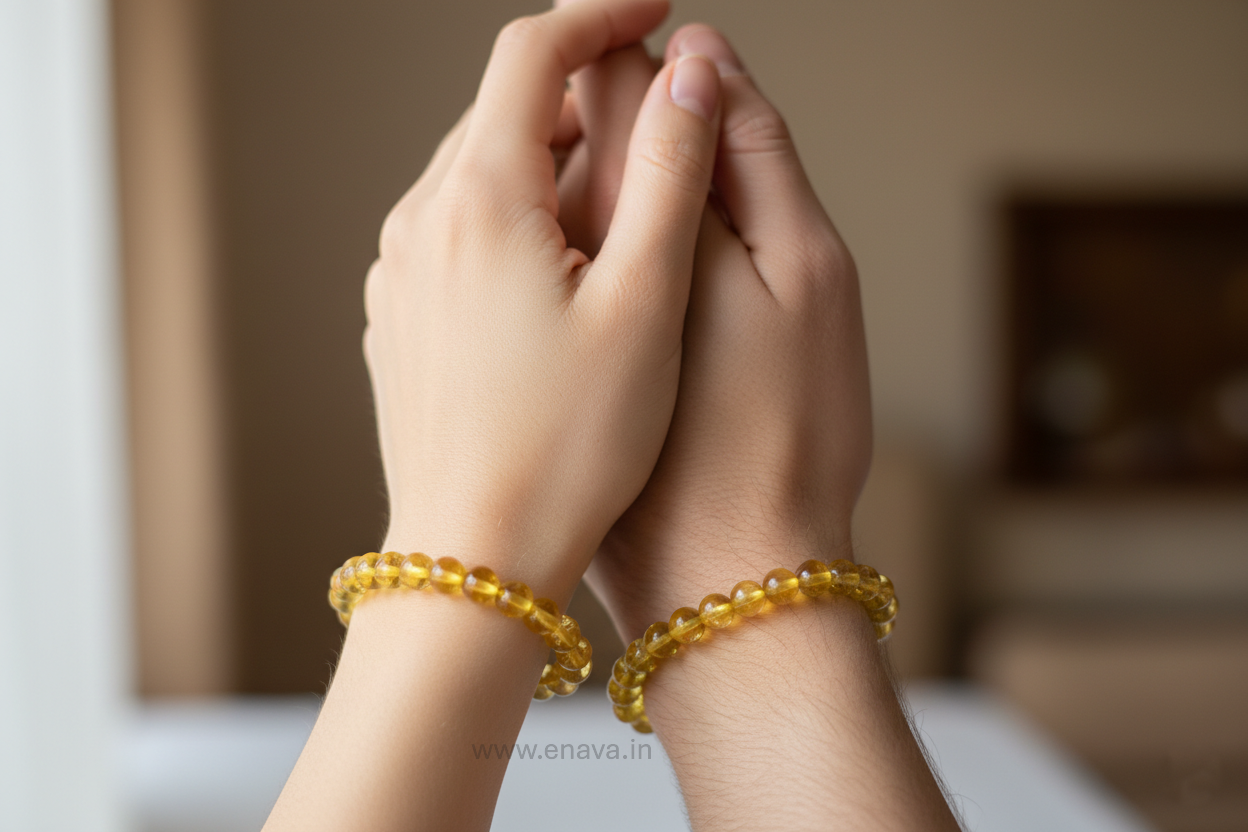 Yellow Citrine Certified Bracelet | Money Magnet & Wealth Attraction, Prosperity, Success, Protection, Luck, Stress Relief & Emotional Balance by Enava Gems Bracelet Enava Jewels.