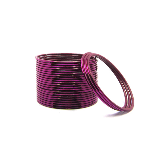Glossy Falsa Maroon Metal 24 Bangles by Enava