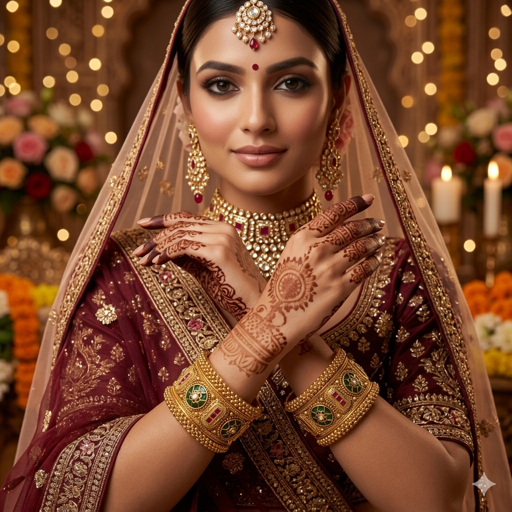 Rajwadi Padmavati Green Emerald Heritage Kundan Kada Bangles by Enava